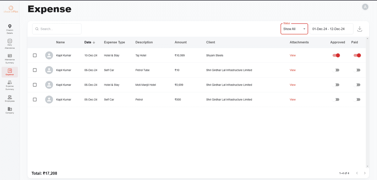 Expense Management System for Field Staff